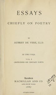 Cover of: Essays, chiefly on poetry