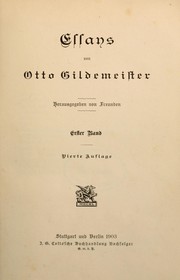 Cover of: Essays by Otto Gildemeister