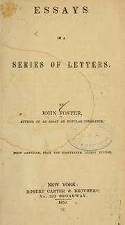 Cover of: Essays in a series of letters by John Foster