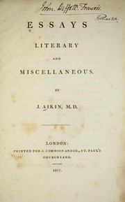 Cover of: Essays literary and miscellaneous