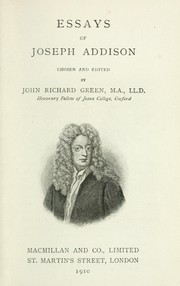 Cover of: Essays of Joseph Addison by Joseph Addison