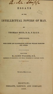 Cover of: Essays on the intellectual powers of man. by Thomas Reid