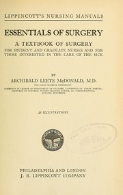Cover of: Essentials of surgery by Archibald Leete McDonald