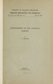 Cover of: Ethnography of the Cahuilla Indians