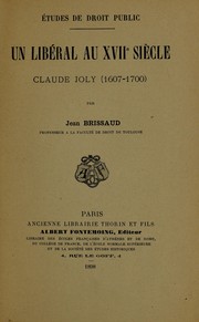 Cover of: Etudes de droit public: un liberal au xvii siecle Claude Joly (1607-1700)