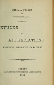 Cover of: Etudes et appreciations: nouveaux melanges canadiens