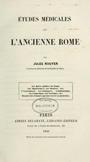 Cover of: Etudes médicales sur l'ancienne Rome