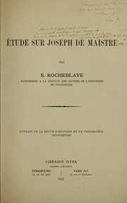 Étude sur Joseph de Maistre by Samuel Rocheblave