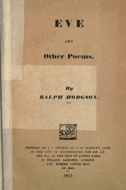 Cover of: Eve, and other poems by Hodgson, Ralph