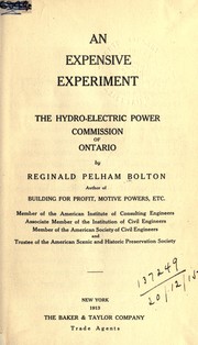 Cover of: An expensive experiment: the Hydro-Electric Power Commission of Ontario