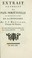 Cover of: Extrait du Projet de paix perpétuelle de Monsieur l'abbé de Saint-Pierre