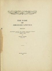 Cover of: The fame of Abraham Lincoln: oration