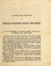 Cover of: Familiar hints to Indiana soldiers taking the field