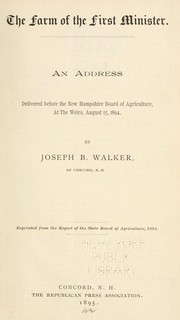 Cover of: The farm of the first minister by Joseph Burbeen Walker