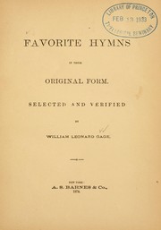 Cover of: Favorite hymns in their original form: selected and verified