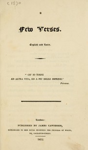 Cover of: A few verses.: English and Latin.