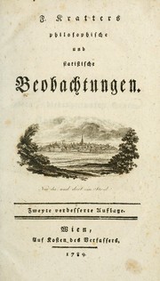 Cover of: F. Kratters philosophische und statistische Beobachtungen.