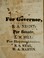 Cover of: For Governor, E.A. Nesbit [i.e. Nisbet]