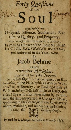 Forty questions of the soul by Jacob Boehme