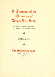 Cover of: A fragment of the chronicles of Nathan Ben Saddi