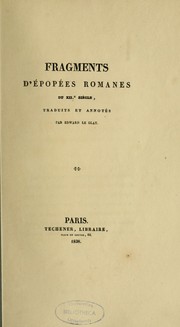 Cover of: Fragments d'épopées romanes du XIIe siècle