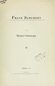 Cover of: Franz Schubert by Heuberger, Richard