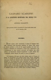Cover of: Gasparo Scaruffi e la questione monetaria nel secolo 16