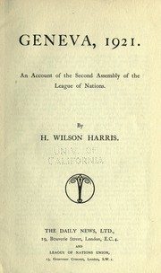 Cover of: Geneva, 1921: An account of the second Assembly of the League of Nations