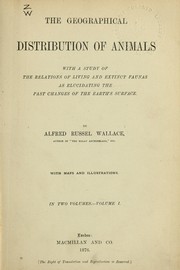 Cover of: Geographical distribution of animals