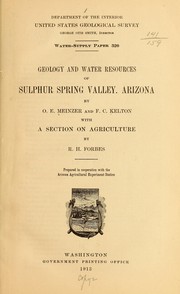 Cover of: Geology and water resources of Sulphur Spring Valley, Arizona