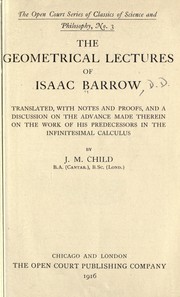 Cover of: The geometrical lectures of Isaac Barrow by Isaac Barrow