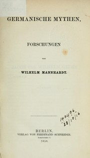 Cover of: Germanische Mythen by Wilhelm Mannhardt