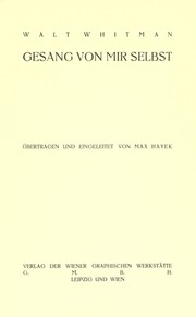Cover of: Gesang von mir selbst by Walt Whitman