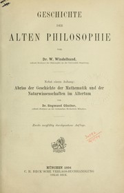 Cover of: Geschichte der alten Philosophie: Nebst einem Anhang: Abriss der Geschichte der Mathematik und der Naturwissenschaften in Altertum