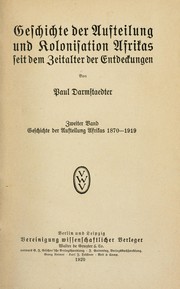 Cover of: Geschichte der Aufteilung und Kolonisation Afrikas seit dem Zeitalter der Entdeckungen