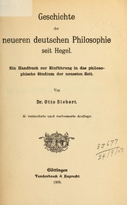 Cover of: Geschichte der neueren deutschen Philosophie seit Hegel: ein Handbuch zur Einführung in das philosophische Studium der neuesten Zeit