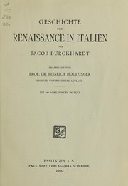 Cover of: Geschichte der Renaissance in Italien by Jacob Burckhardt