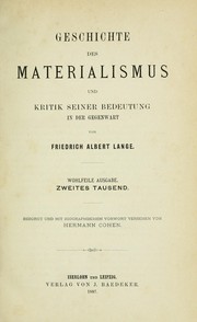 Cover of: Geschichte des Materialismus und Kritik seiner Bedeutung in der Gegenwart