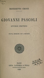Cover of: Giovanni Pascoli: studio critico