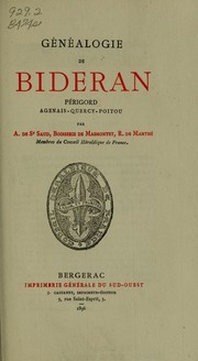 Cover of: Généalogie de Bideran by Saint-Saud, Aymard comte de