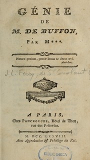 Cover of: Génie de M. de Buffon by Georges-Louis Leclerc, comte de Buffon