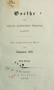 Cover of: Goethe aus näheren persönlichem Umgange dargestellt