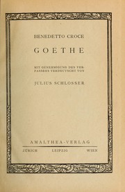 Cover of: Goethe by Benedetto Croce