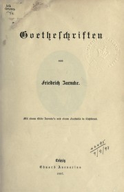 Cover of: Goetheschriften