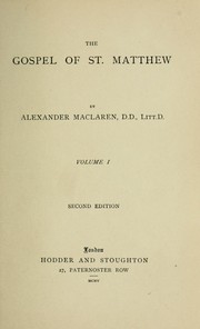 Cover of: The Gospel of St. Matthew by Alexander Maclaren