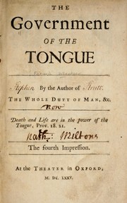 Cover of: The government of the tongue by Allestree, Richard