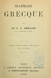 Cover of: Grammaire grecque by Antoine Sengler