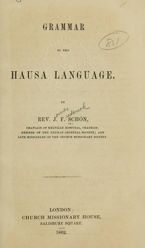 Grammar of the Hausa language by James Frederick Schön