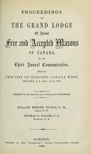 Cover of: Proceedings : Grand Lodge, A.F. & A.M. of Canada in the Province of Ontario. --