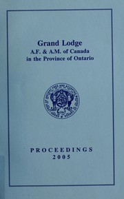 Cover of: Proceedings : Grand Lodge, A.F. & A.M. of Canada in the Province of Ontario. --